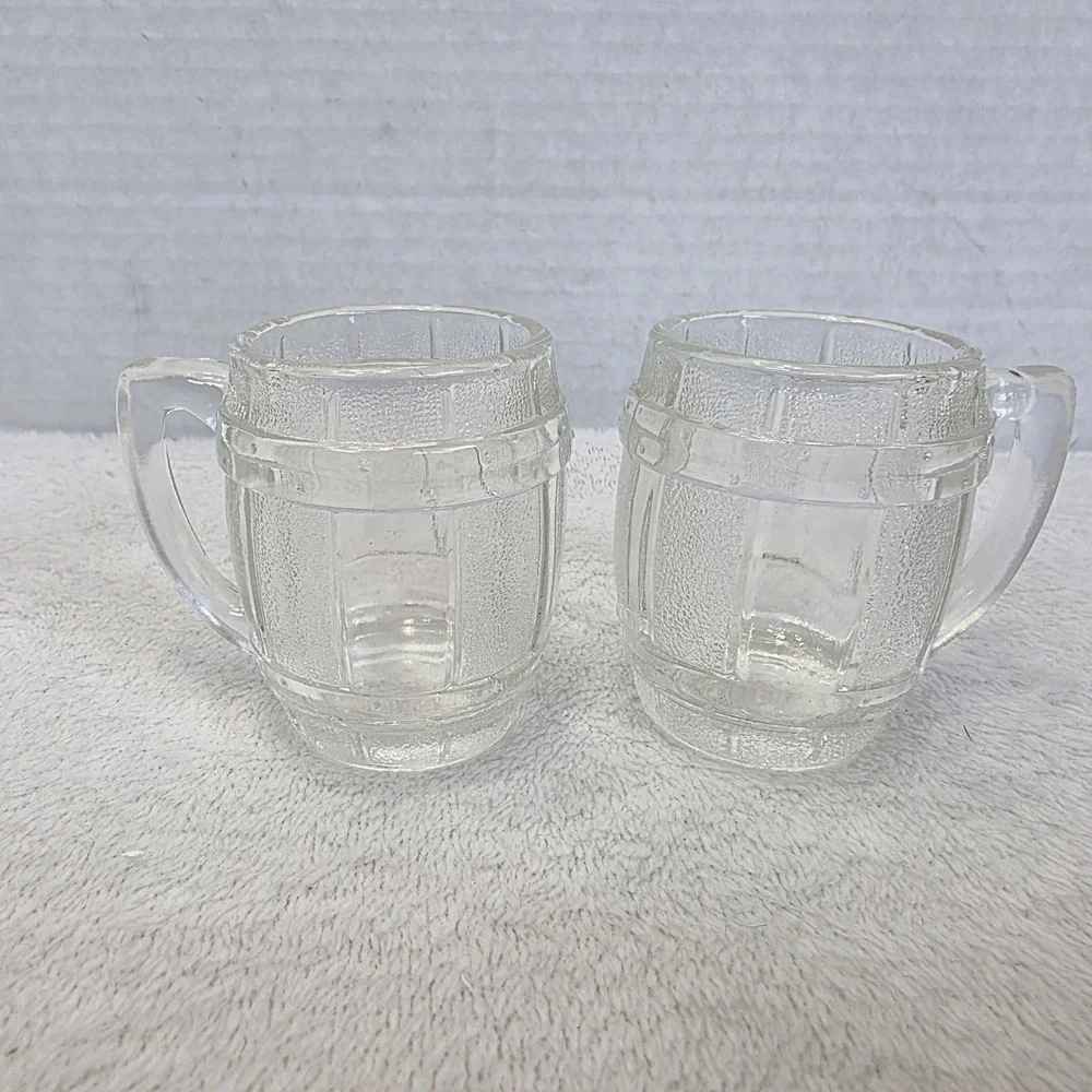 Vintage Mini Beer Barrel Mug Shot Glass Crackle & Clear Barrel St. Patrick's Day